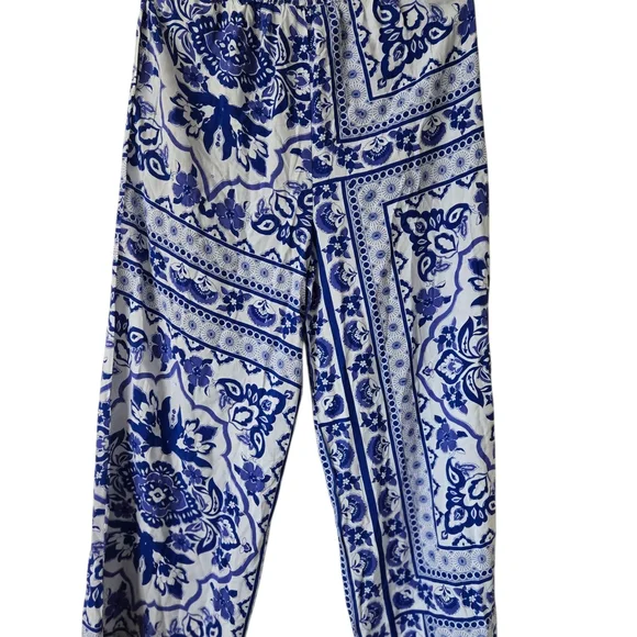 Blue Island Navy and White Floral Pants - Picture 2 of 3